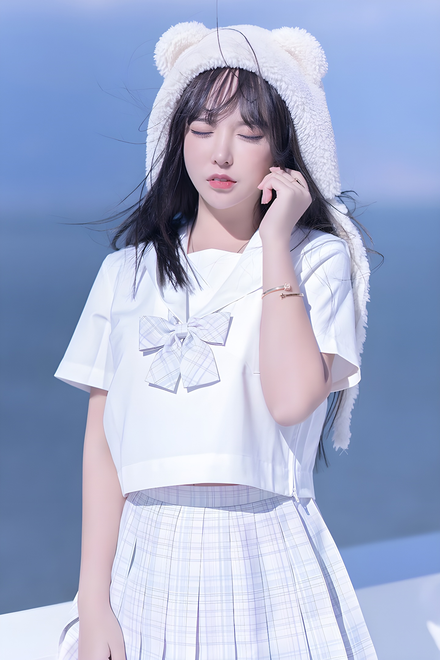 思春期少女米线线JK制服写真：美腿与青春的完美结合