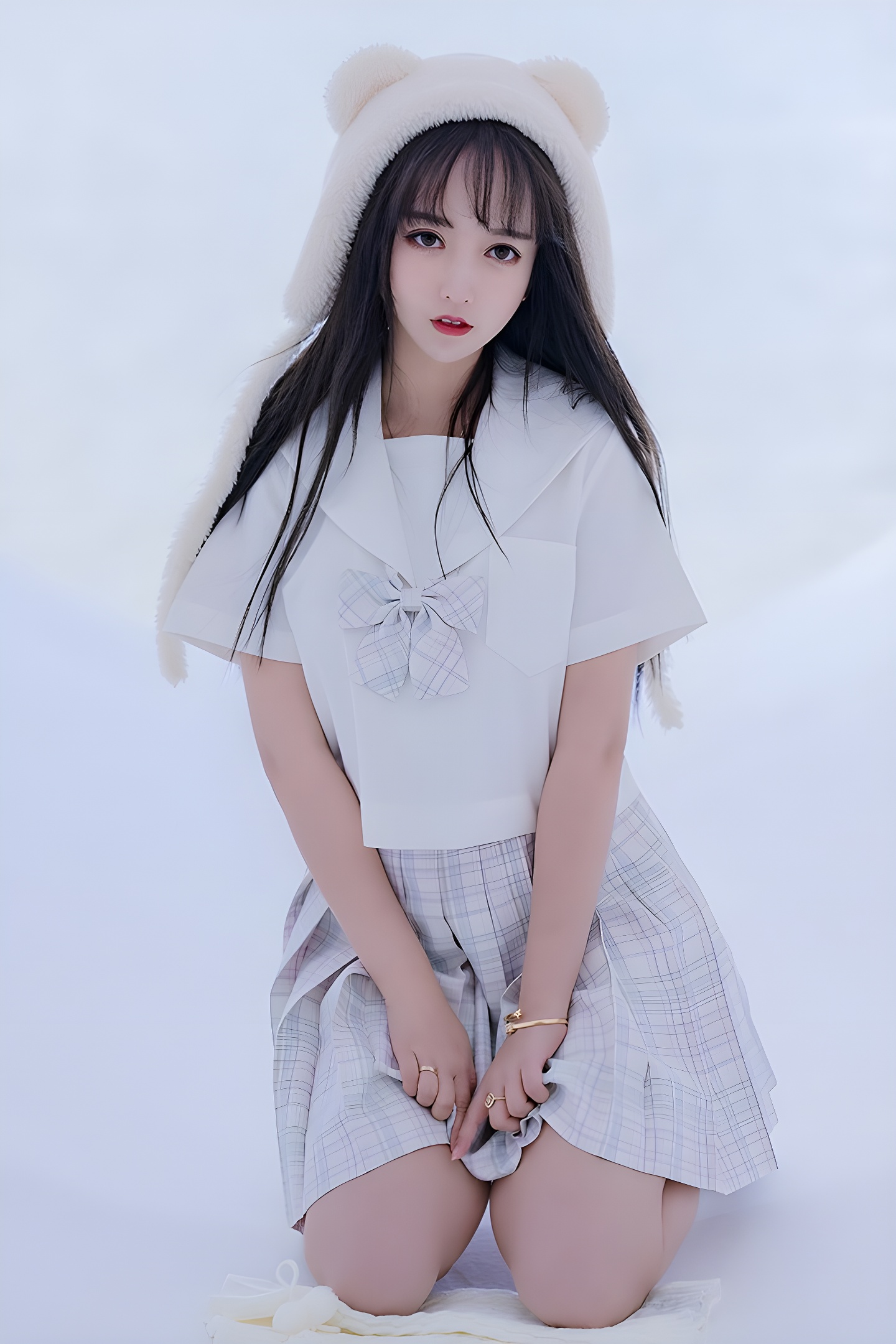 思春期少女米线线JK制服写真：美腿与青春的完美结合