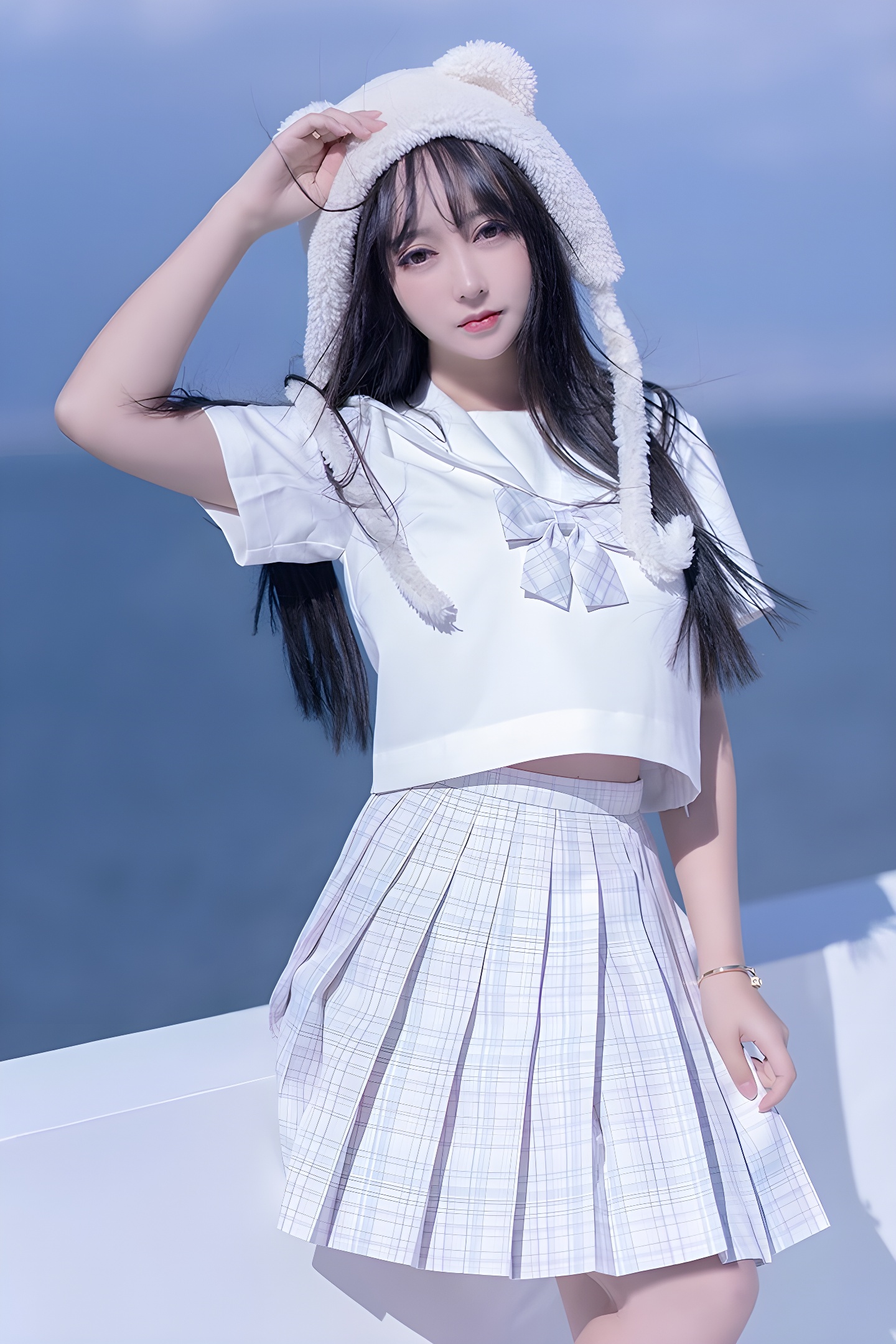 思春期少女米线线JK制服写真：美腿与青春的完美结合