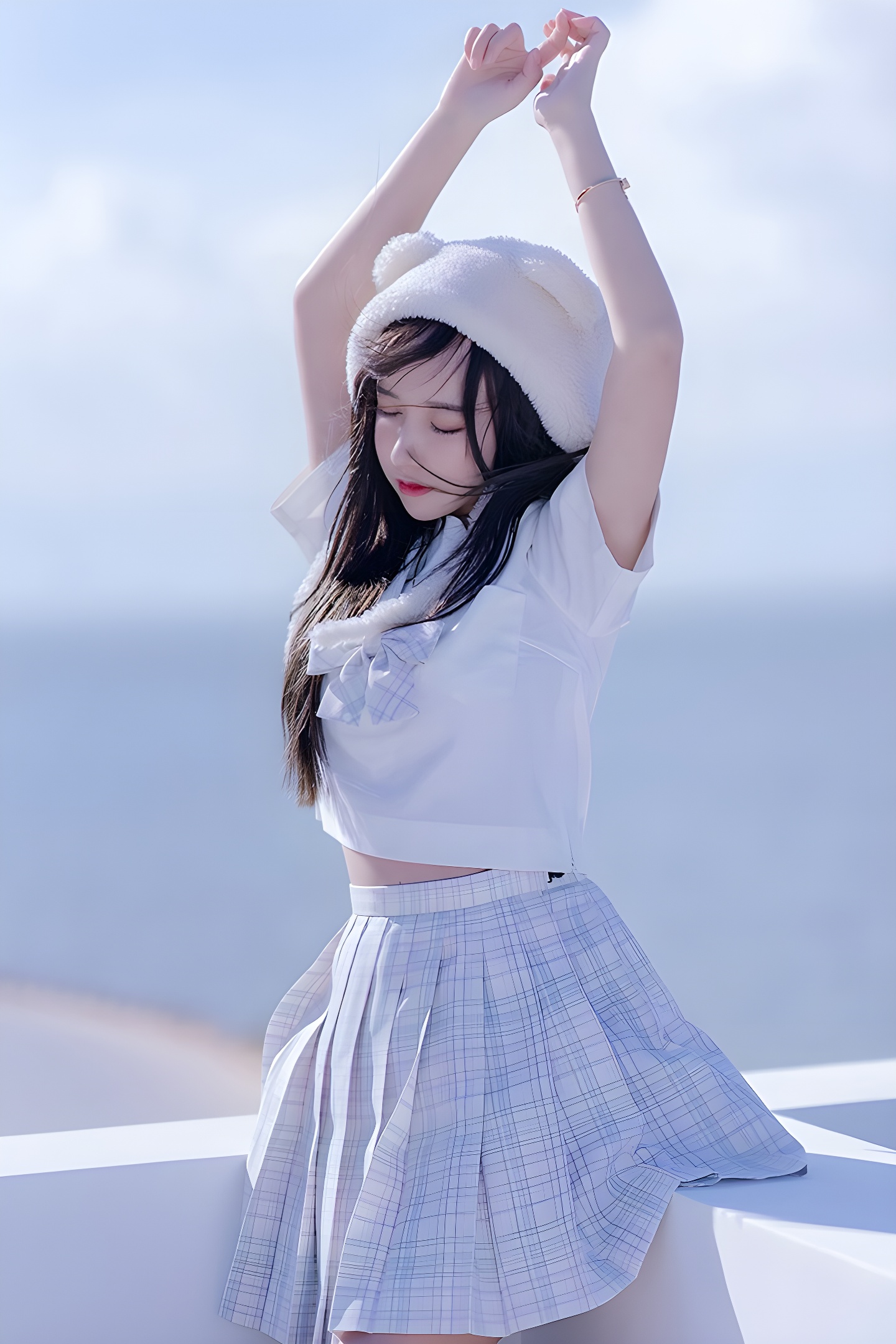 思春期少女米线线JK制服写真：美腿与青春的完美结合