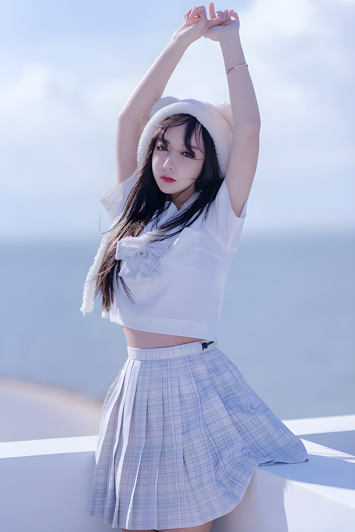 思春期少女米线线JK制服写真：美腿与青春的完美结合