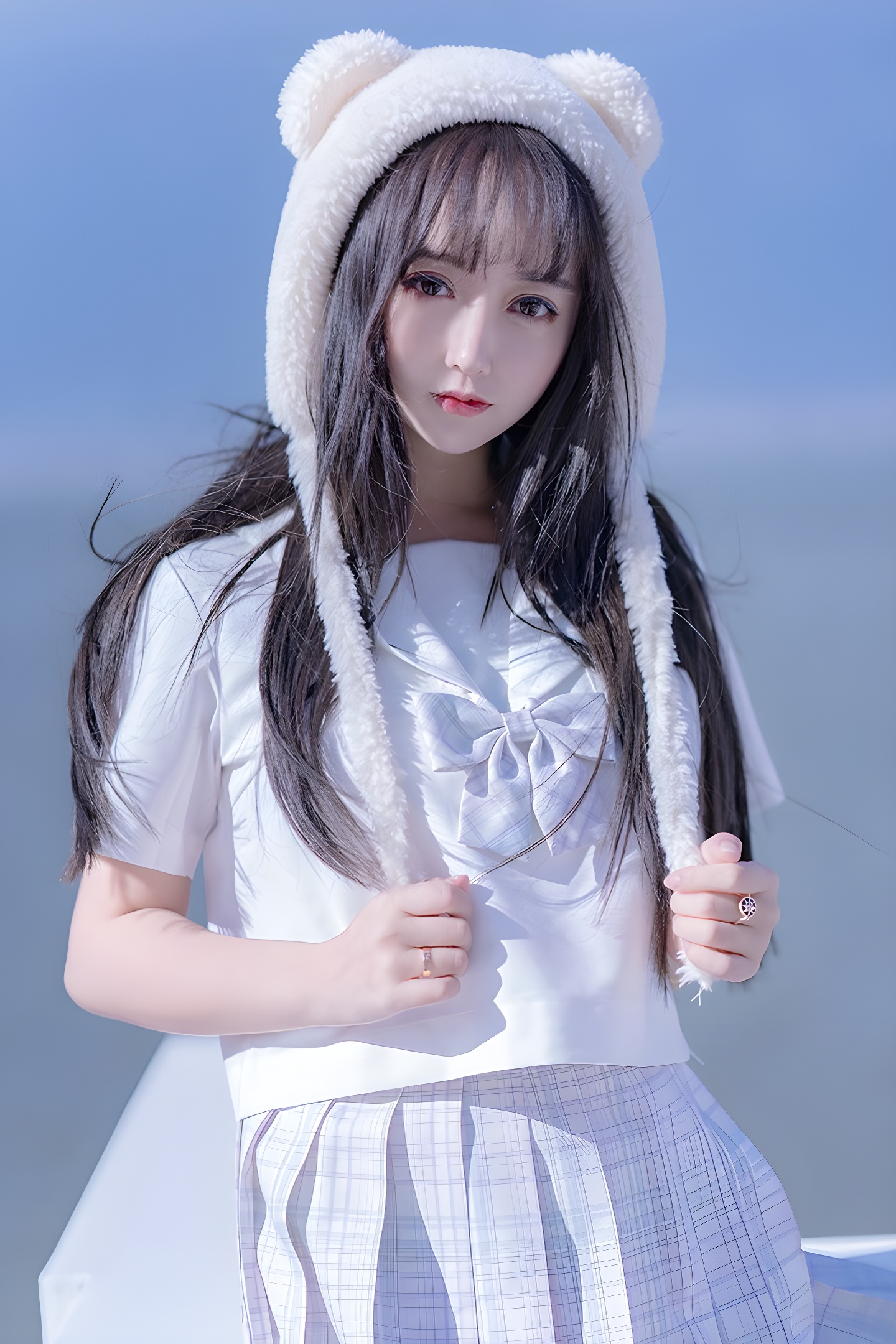 思春期少女米线线JK制服写真：美腿与青春的完美结合