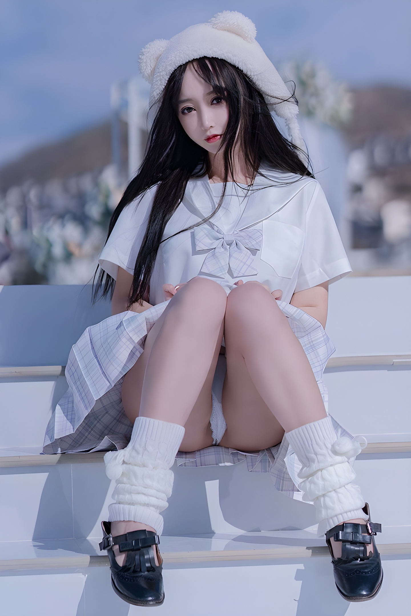 思春期少女米线线JK制服写真：美腿与青春的完美结合