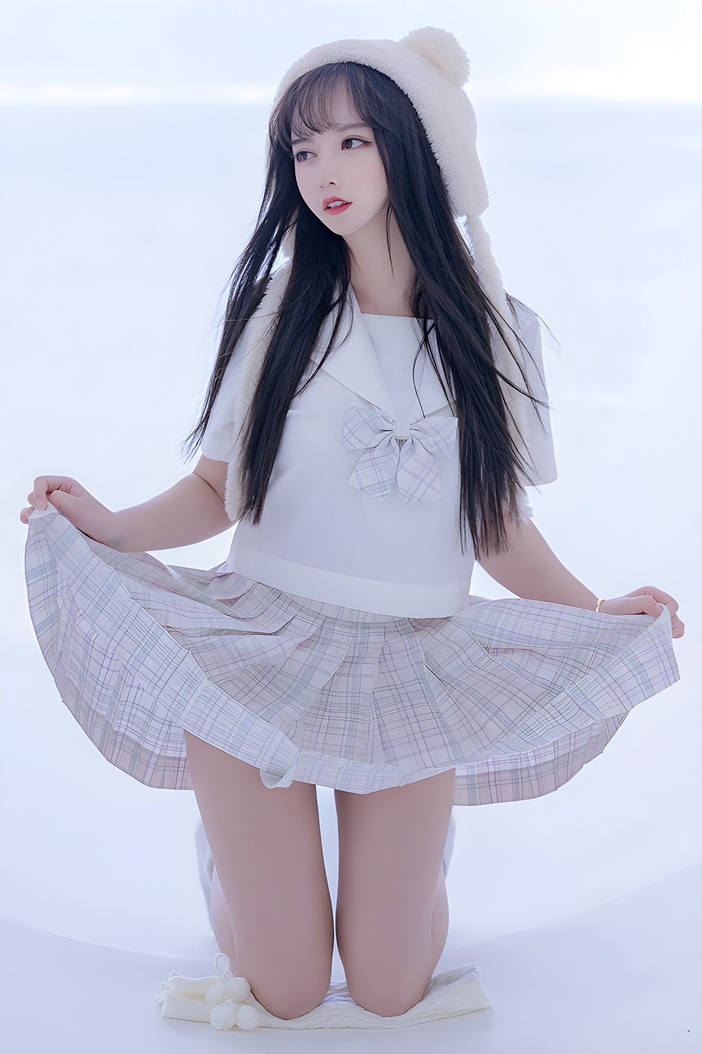 思春期少女米线线JK制服写真：美腿与青春的完美结合