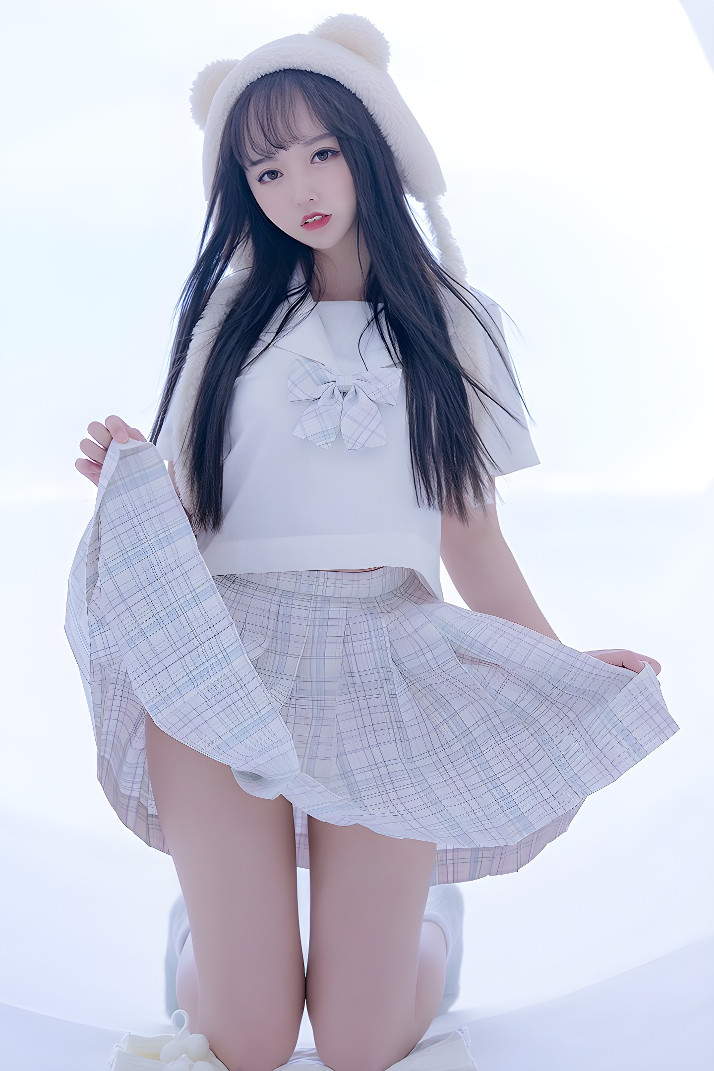 思春期少女米线线JK制服写真：美腿与青春的完美结合