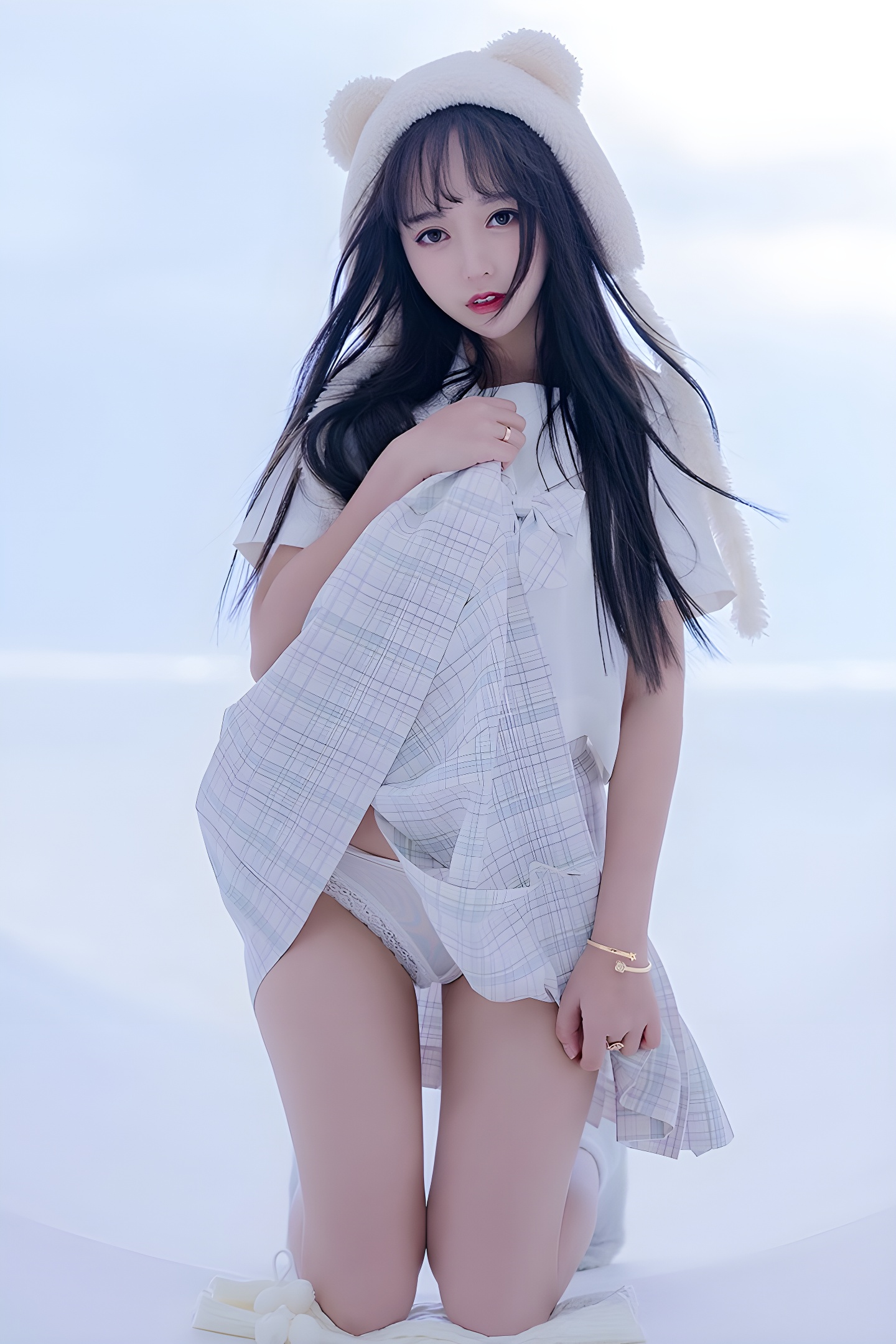 思春期少女米线线JK制服写真：美腿与青春的完美结合