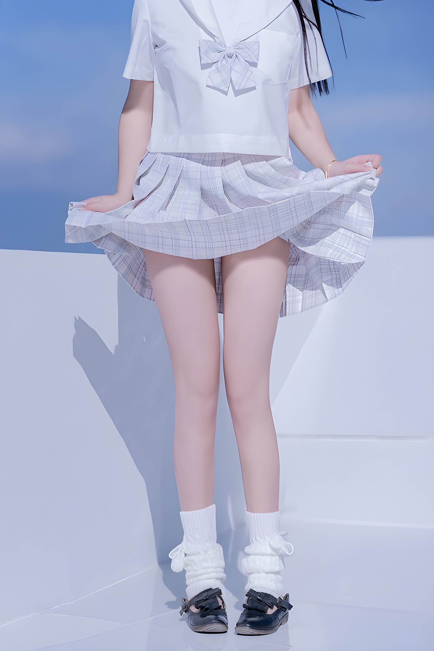 米线线JK制服美腿写真：捕捉思春期少女的迷人瞬间