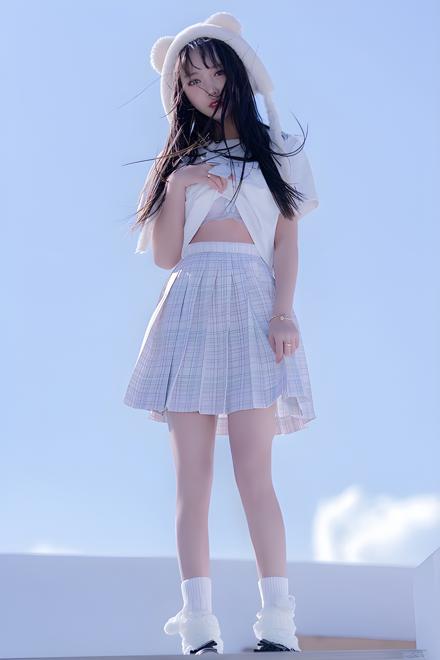 米线线JK制服美腿写真：捕捉思春期少女的迷人瞬间