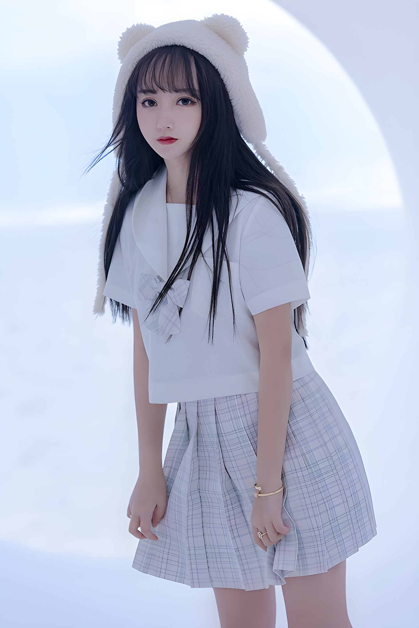 米线线JK制服美腿写真：捕捉思春期少女的迷人瞬间