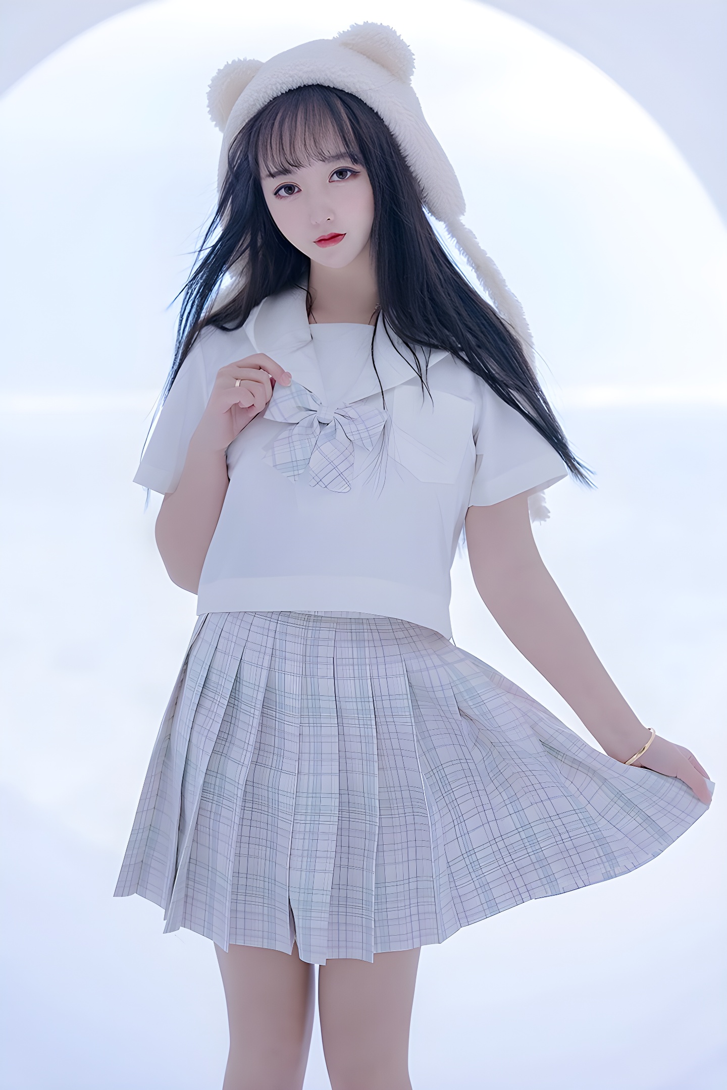 米线线JK制服美腿写真：捕捉思春期少女的迷人瞬间