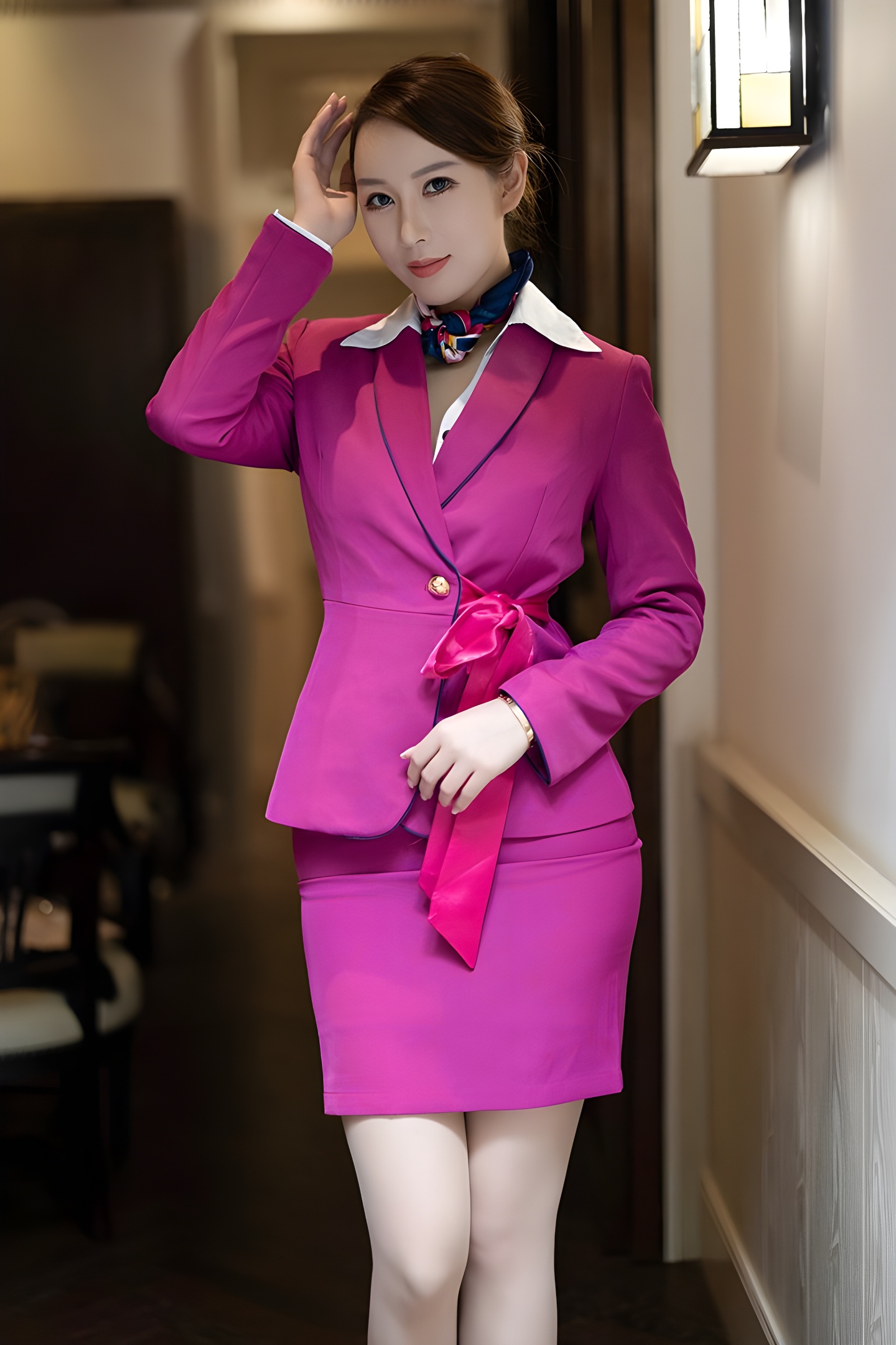 热辣空姐尤妮丝肉丝真空装惊艳亮相