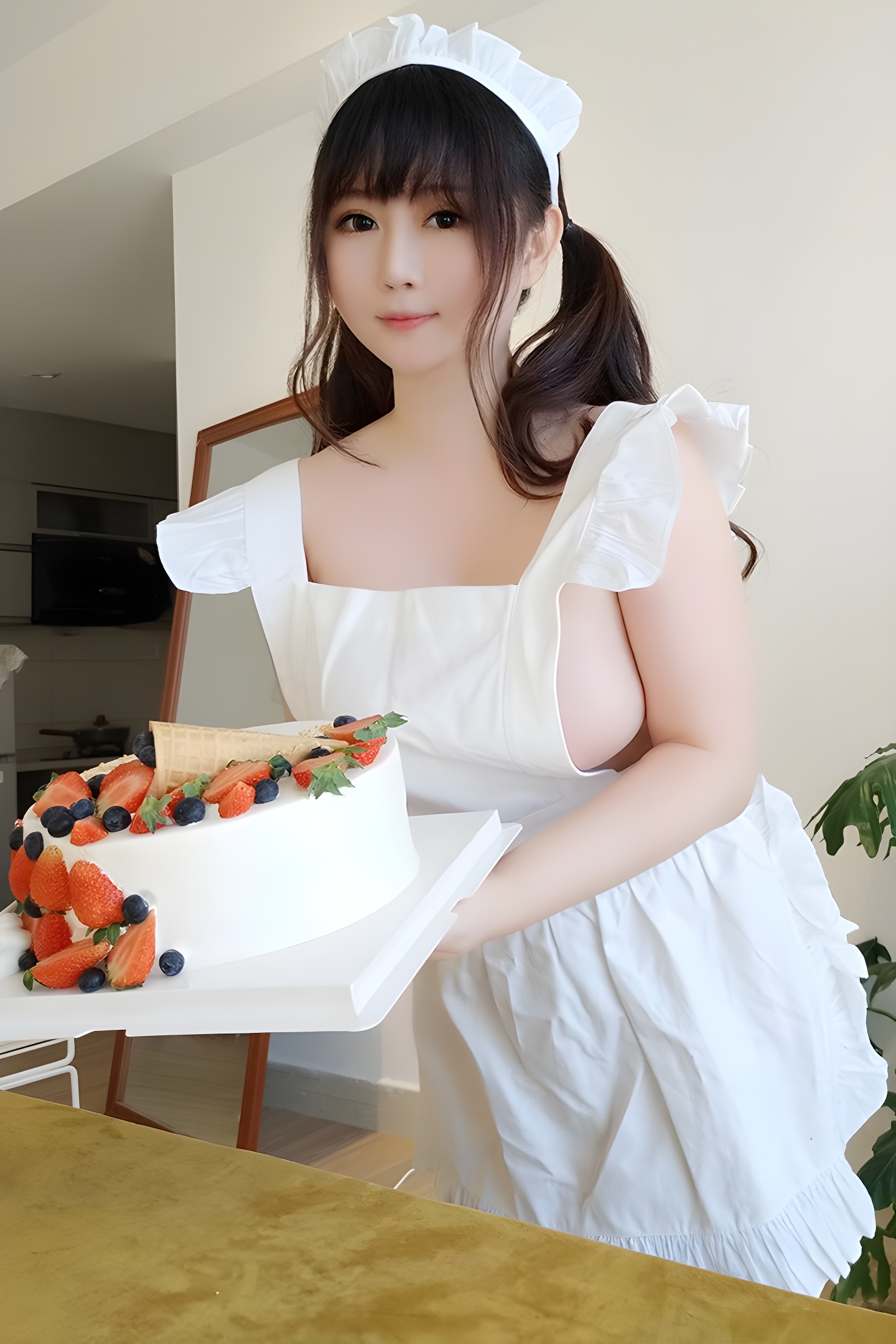 少女厨娘依酱完美巨乳侧漏瞬间，展现自然美感