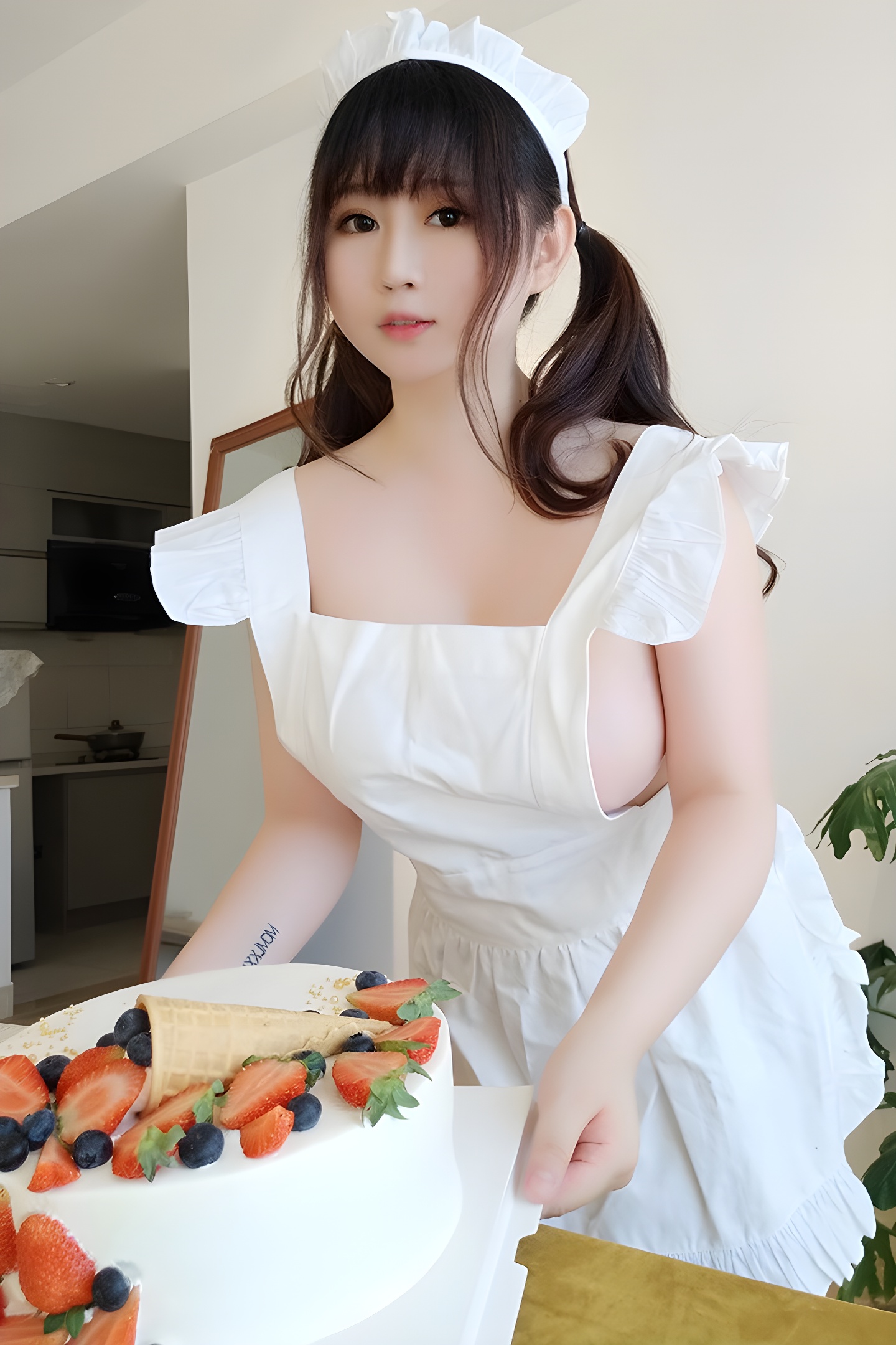 少女厨娘依酱完美巨乳侧漏瞬间，展现自然美感