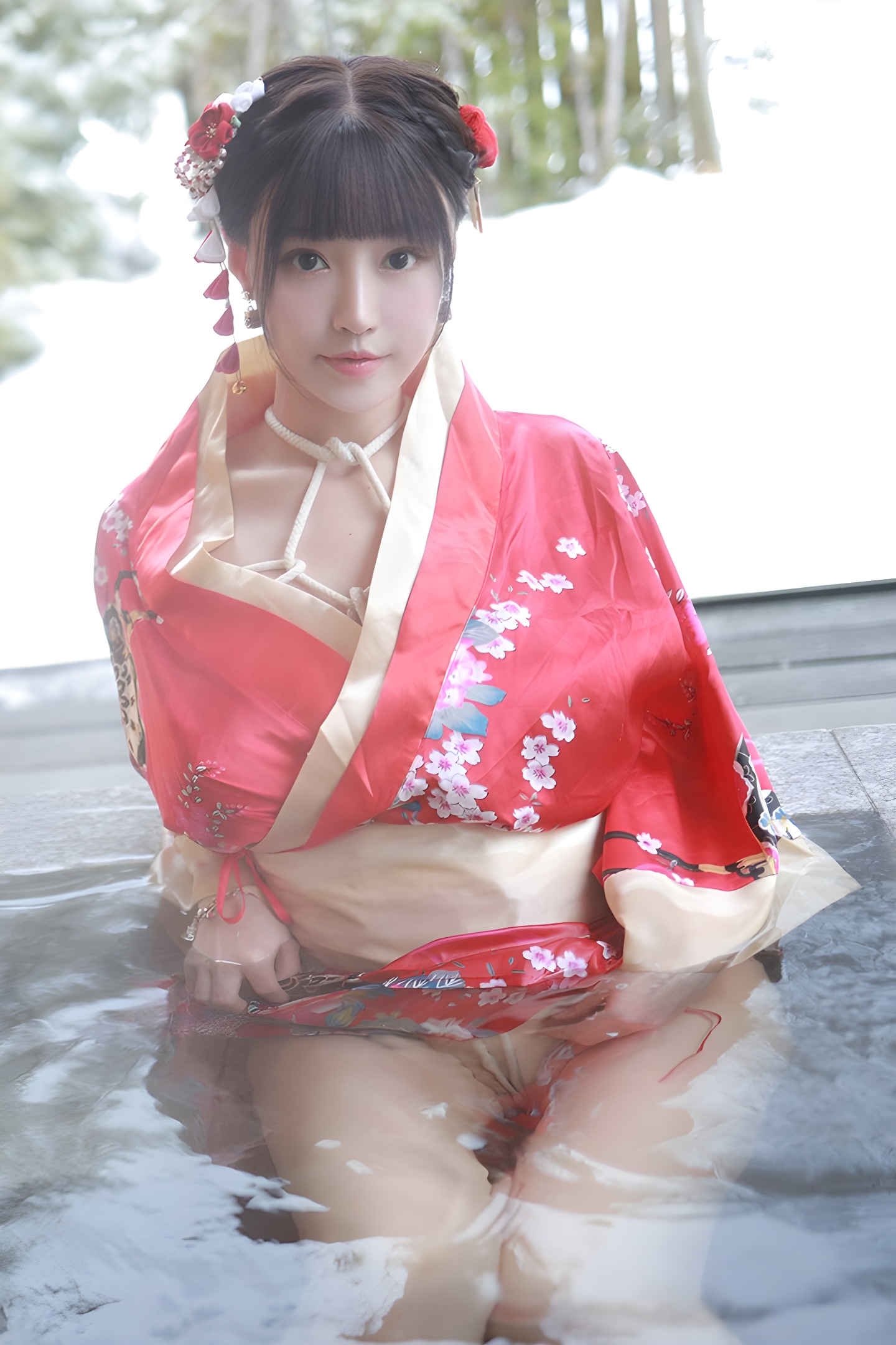 朱可儿露天浴池性感写真：裸身入镜展现自然之美