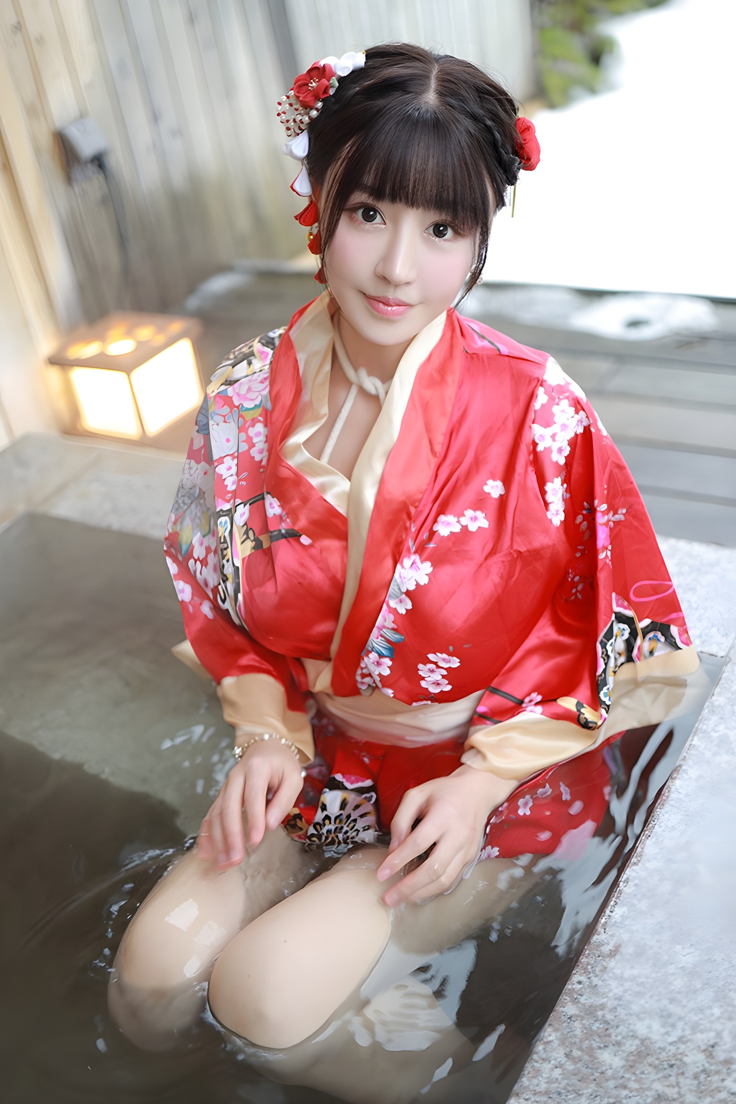 朱可儿露天浴池性感写真：裸身入镜展现自然之美