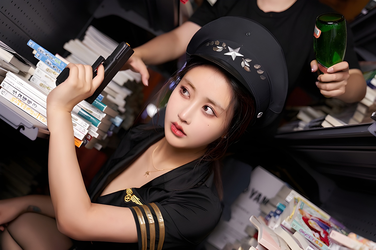 黑丝美腿制服美女林子欣，优雅与性感完美结合