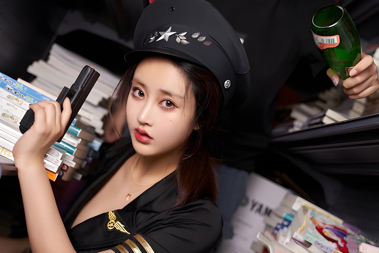 黑丝美腿制服美女林子欣，优雅与性感完美结合