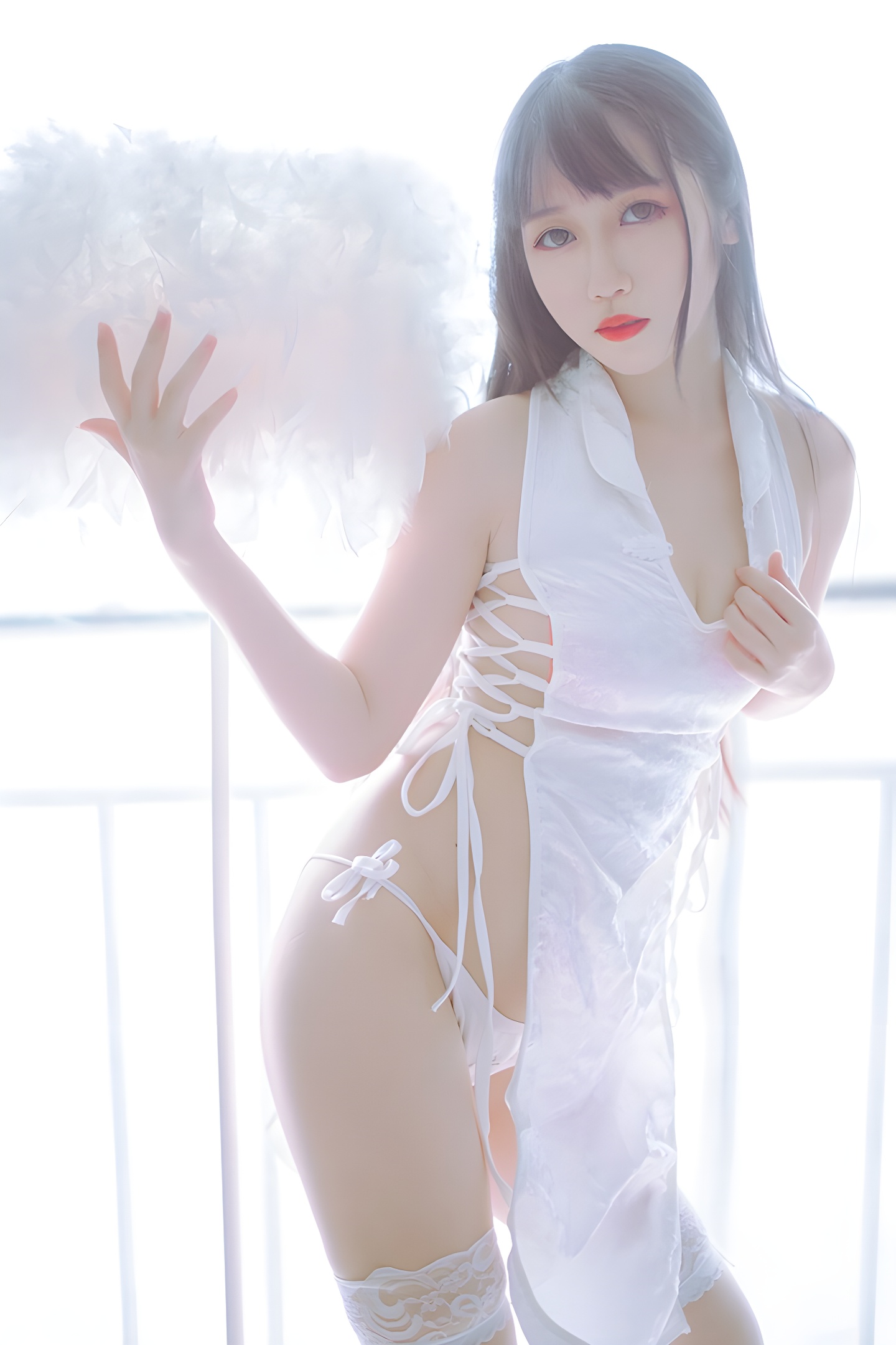 抖娘与不呆猫：黑白旗袍与丝袜的极致诱惑