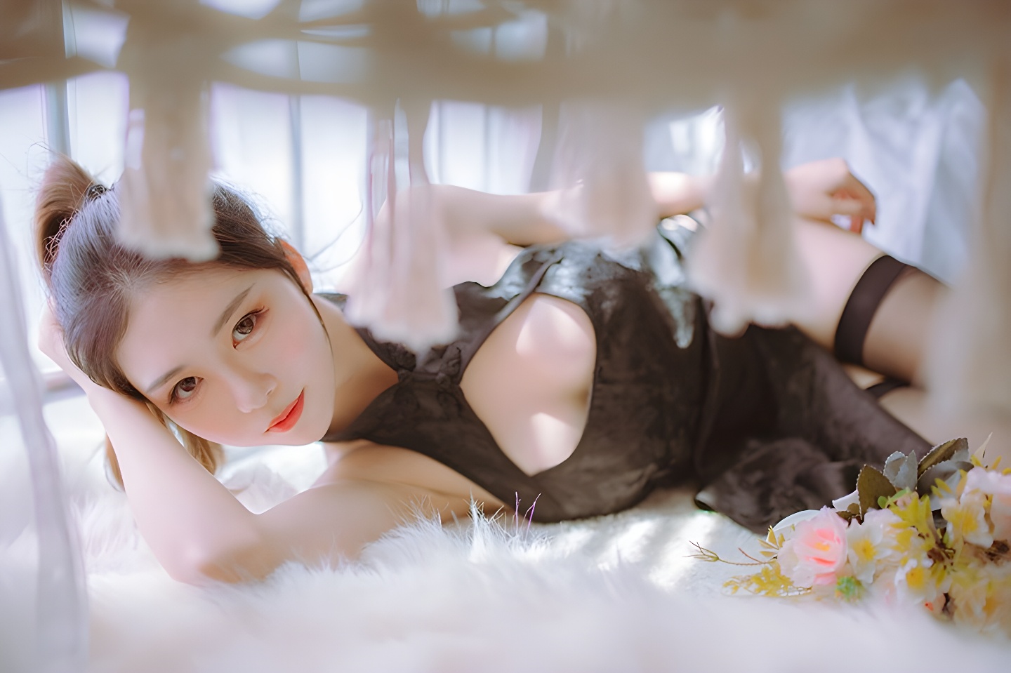 抖娘与不呆猫：黑白旗袍与丝袜的极致诱惑