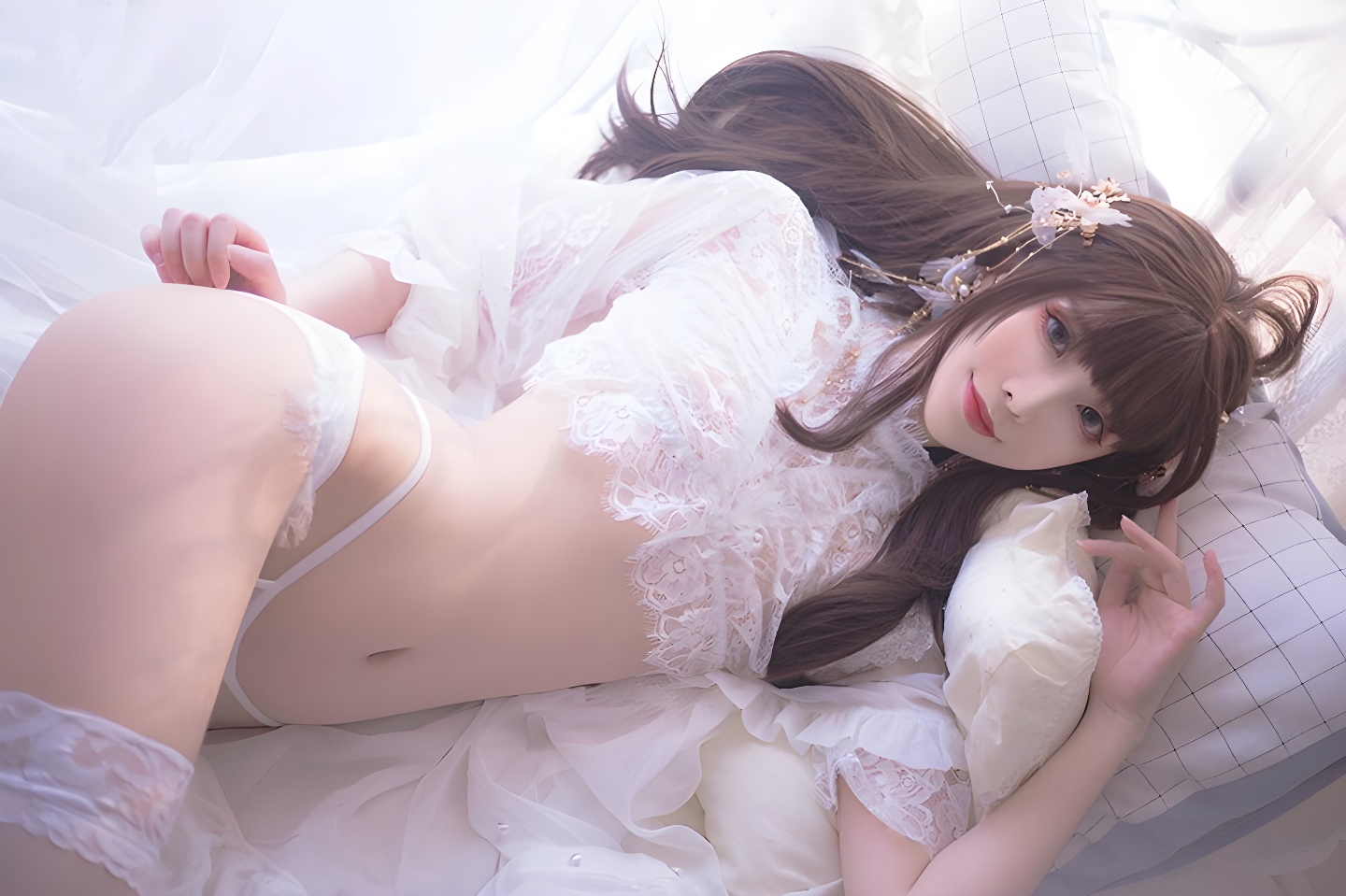 仙女妹妹翎柒蕾丝镂空睡衣：隐约露出的性感与优雅