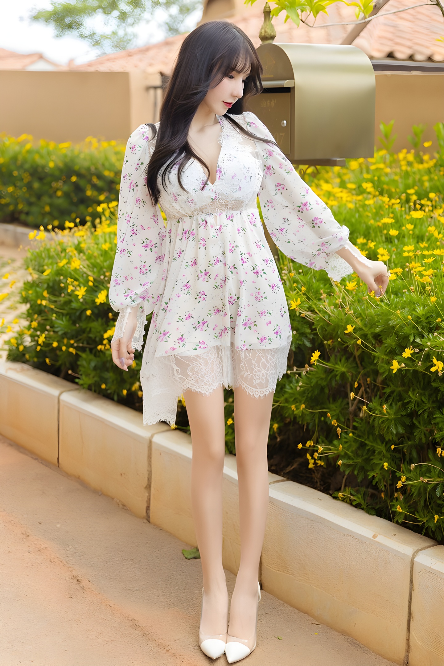 周于希纯欲风写真：透明蕾丝勾勒玉女曲线，撅臀pose撩人心弦